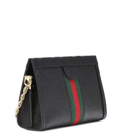 Shop Gucci Ophidia Small Leather Shoulder Bag In Black