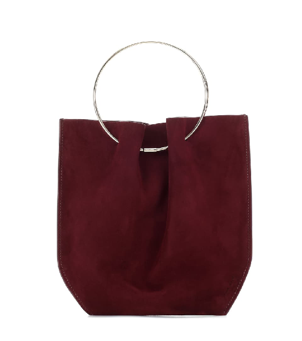 red suede tote bag