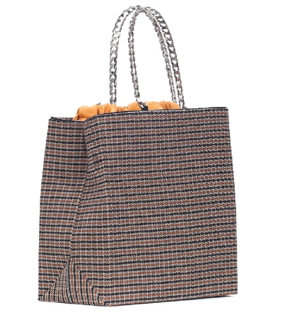 Shop Victoria Beckham Checked Leather-trimmed Tote In Multicoloured