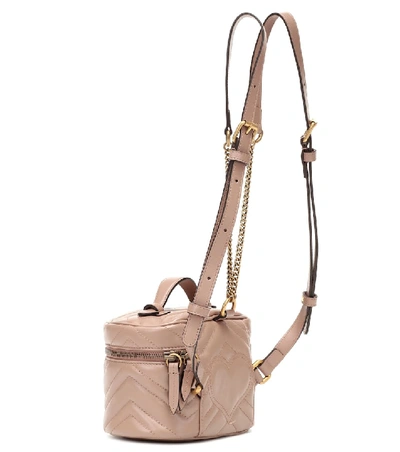 Shop Gucci Gg Marmont Mini Leather Backpack In Beige
