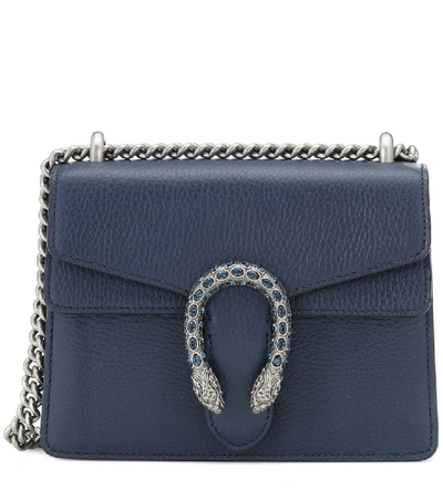 Shop Gucci Dionysus Mini Leather Shoulder Bag In Blue