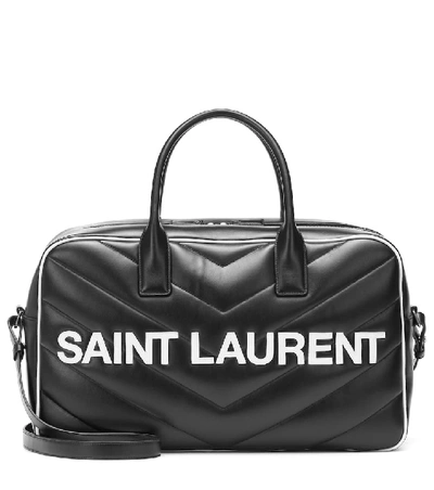 Shop Saint Laurent Miles Matelassé Leather Tote In Black