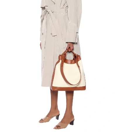 Shop Elleme Vosges Leather And Canvas Shoulder Bag In White