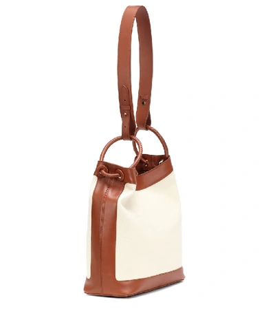 Shop Elleme Vosges Leather And Canvas Shoulder Bag In White