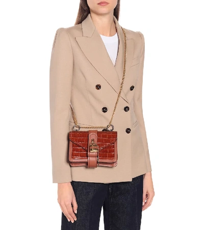 Shop Chloé Aby Chain Mini Leather Shoulder Bag In Brown