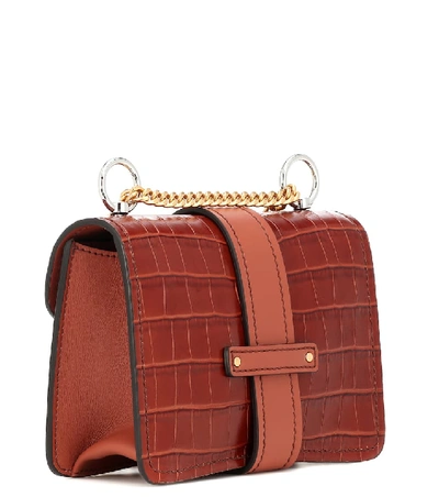 Shop Chloé Aby Chain Mini Leather Shoulder Bag In Brown