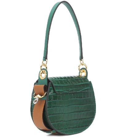 Shop Chloé Tess Small Leather Shoulder Bag In Green