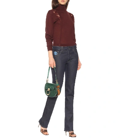 Shop Chloé Tess Small Leather Shoulder Bag In Green