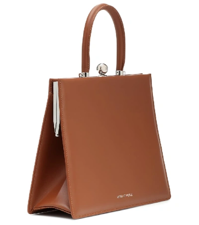 Shop Ratio Et Motus Twin Frame Leather Tote In Brown