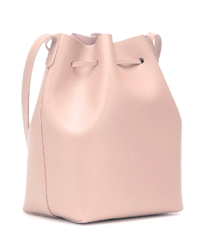 Shop Mansur Gavriel Bucket Mini Leather Crossbody Bag In Pink