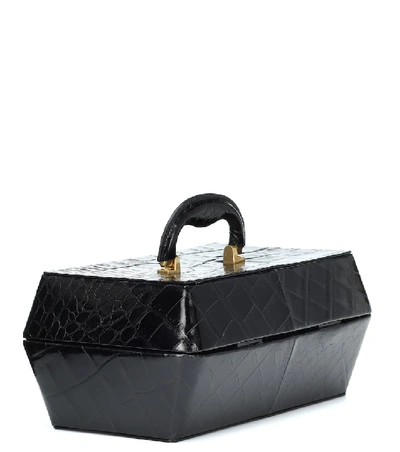 Shop Staud Lincoln Embossed Leather Tote In Black