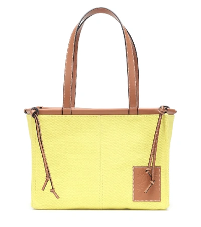 Shop Loewe Cushion Small Canvas Tote In Yellow