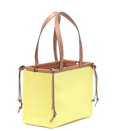 Shop Loewe Cushion Small Canvas Tote In Yellow