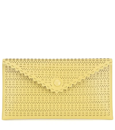 Shop Alaïa Louise Leather Clutch In Yellow