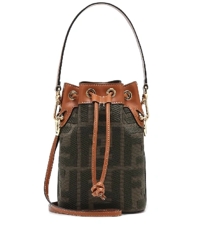 Shop Fendi Mon Tresor Mini Canvas Bucket Bag In Green