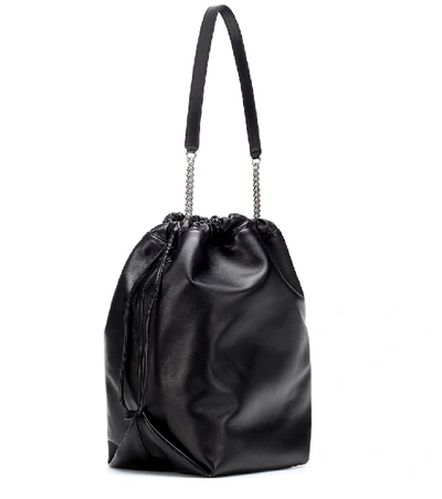 Shop Saint Laurent Teddy Leather Bucket Bag In Black