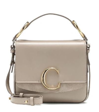 Shop Chloé C Small Leather Shoulder Bag In Grey