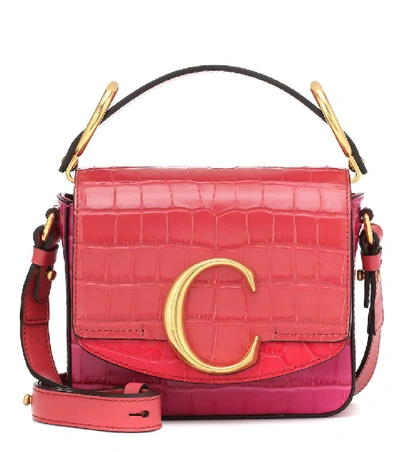 Chloe Croc Embossed Mini C Shoulder Bag