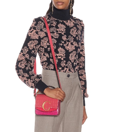 Shop Chloé C Mini Leather Shoulder Bag In Pink