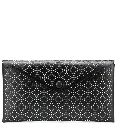 Shop Alaïa Louise Embellished Leather Clutch In Black