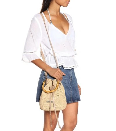 Heidi Klein Savannah Bay Mini Bamboo-handle Raffia Bag In Beige