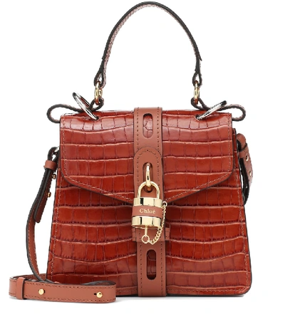 Shop Chloé Aby Day Small Leather Shoulder Bag In Brown