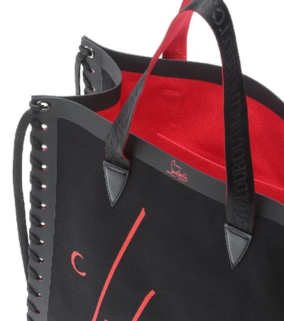 Shop Christian Louboutin Cabalace Small Leather-trimmed Tote In Black
