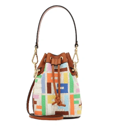 Shop Fendi Mon Trésor Mini Canvas Bucket Bag In Multicoloured
