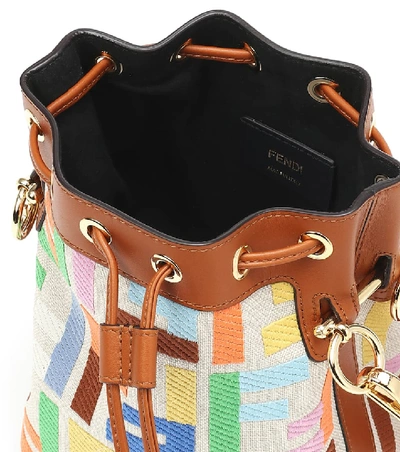 Shop Fendi Mon Trésor Mini Canvas Bucket Bag In Multicoloured