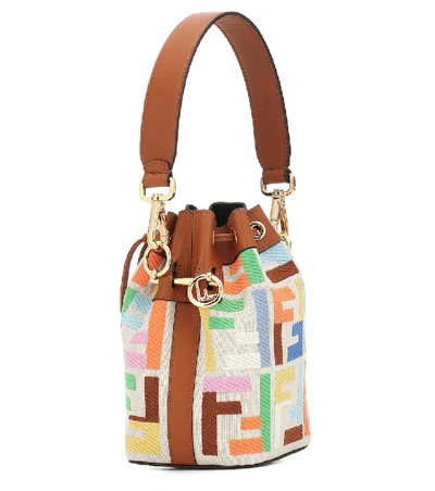 Shop Fendi Mon Trésor Mini Canvas Bucket Bag In Multicoloured