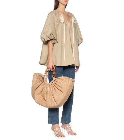 Shop Cult Gaia Banu Large Cotton-blend Tote In Beige