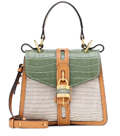 Shop Chloé Aby Day Small Canvas Shoulder Bag In Green