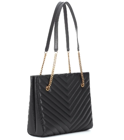 Shop Saint Laurent Tribeca Medium Leather Shopper In Black