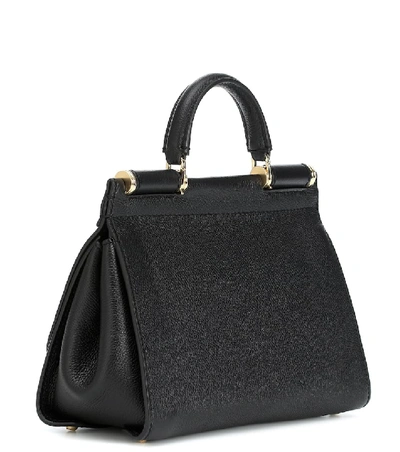 Shop Dolce & Gabbana Sicily Small Leather Shoulder Bag In Black