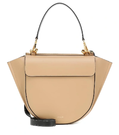 Shop Wandler Hortensia Medium Leather Shoulder Bag In Beige