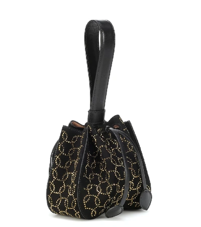 Shop Alaïa Rose-marie Mini Suede Tote In Black