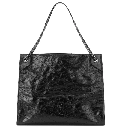 Shop Saint Laurent Niki Large Leather Tote In Black