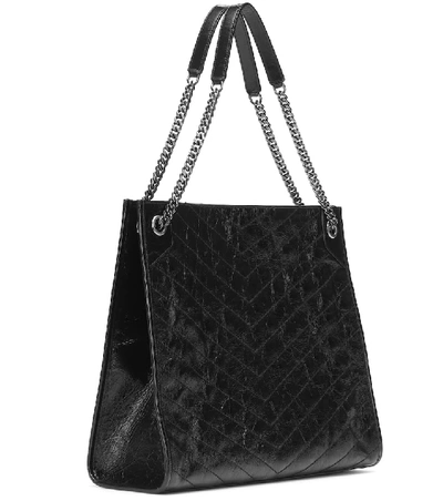 Shop Saint Laurent Niki Large Leather Tote In Black