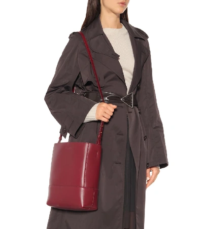 Shop Bottega Veneta Leather Shoulder Bag In Red