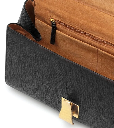 Shop Bottega Veneta Angle Leather Shoulder Bag In Nero-gold