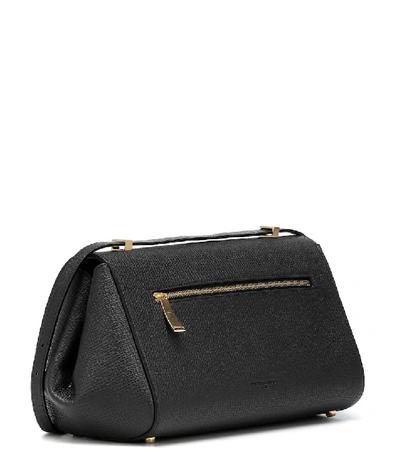 Shop Bottega Veneta Angle Leather Shoulder Bag In Nero-gold