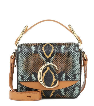 Shop Chloé C Mini Leather Shoulder Bag In Multicoloured