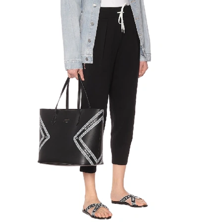 Shop Givenchy Wing Printed Leather Tote In Black