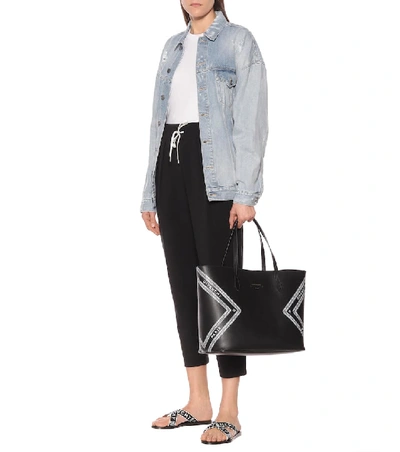 Shop Givenchy Wing Printed Leather Tote In Black