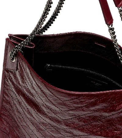 Shop Saint Laurent Niki Large Crinkled-leather Tote In Red