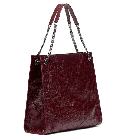 Shop Saint Laurent Niki Large Crinkled-leather Tote In Red