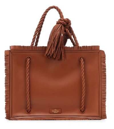 Shop Valentino The Rope Large Tote In Brown