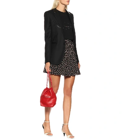 Shop Saint Laurent Teddy Small Leather Bucket Bag In Red