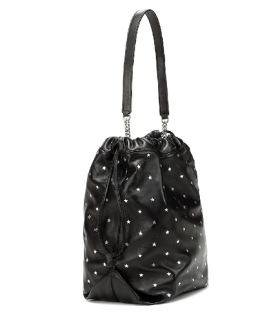 Shop Saint Laurent Teddy Leather Bucket Bag In Black