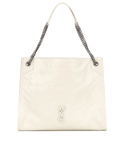 Shop Saint Laurent Niki Large Leather Tote In White